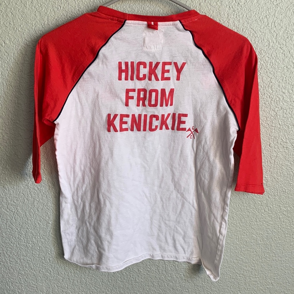 Hickey from Kenickie Raglan Baseball Graphic Tee Grease Size small pink ladies